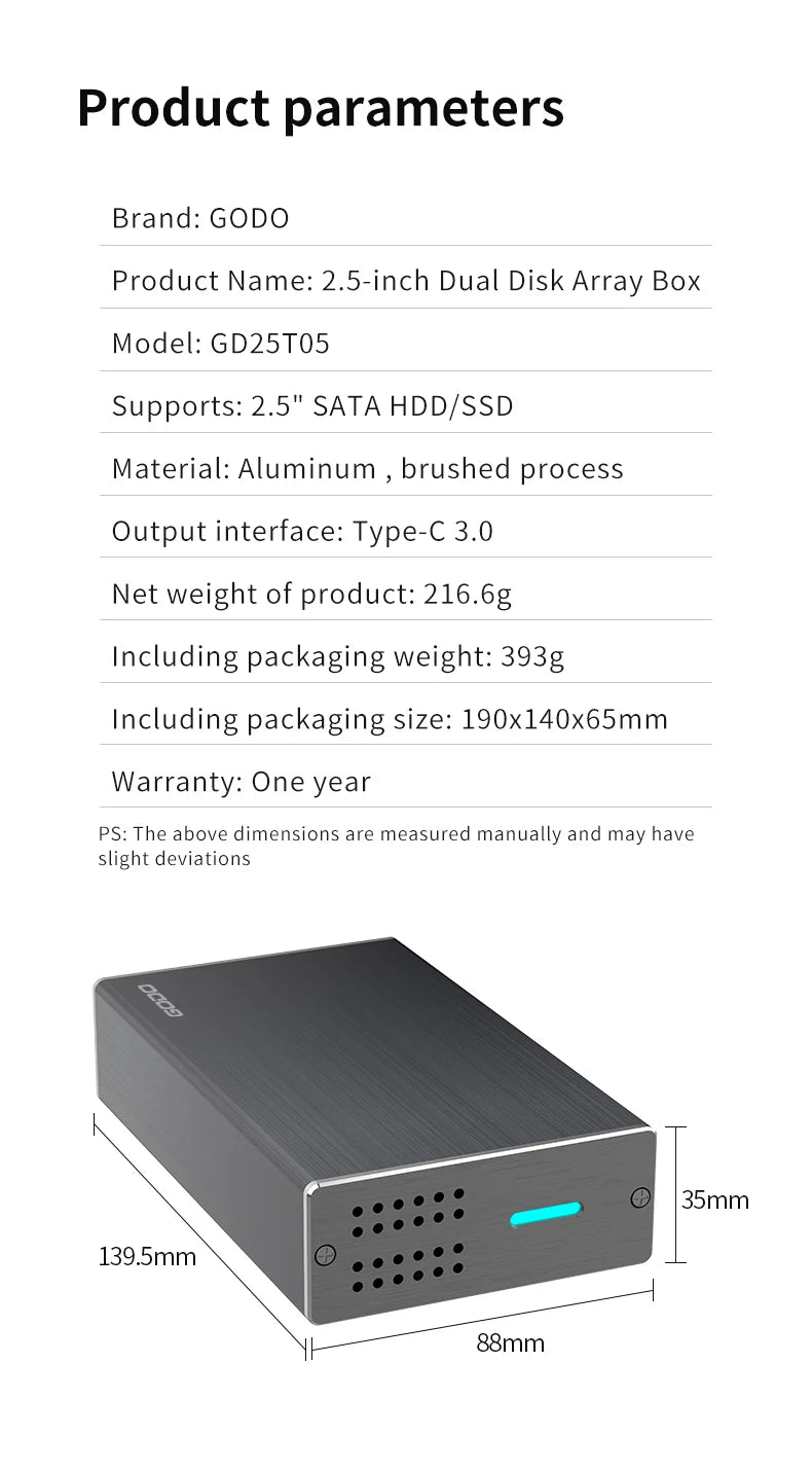 USB 3.0 Dual Drive Dock for 2.5" SATA SSD/HDD